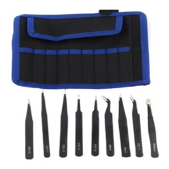 Pinzas Antiestaticas Para Electronica Kit Juego Nueve Piezas