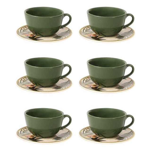 Jogo De 6 Xícaras G 200 Ml Com Pires Oxford Unni Tropicano Multicor Jogo De 6 Xícaras G 200 Ml Com Pires Oxford Unni Tropicano Multicor