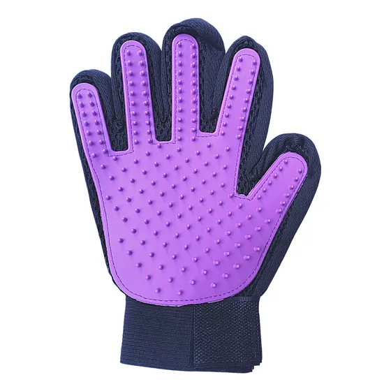 Luva Para Pet Massagem E Limpeza Cor Roxo