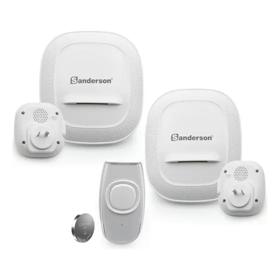 Timbre Inalámbrico Sanderson Enchufable C/ Dos Receptores 