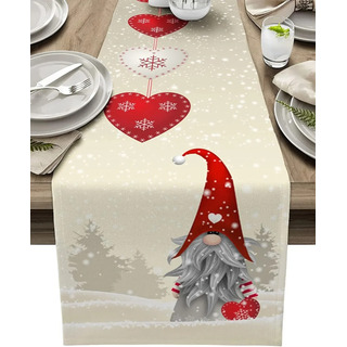 Copos De Nieve Navideños, Gnomos, Caminos De Mesa De Lino, Copos De Nieve Navideños, Gnomos, Caminos De Mesa De Lino,