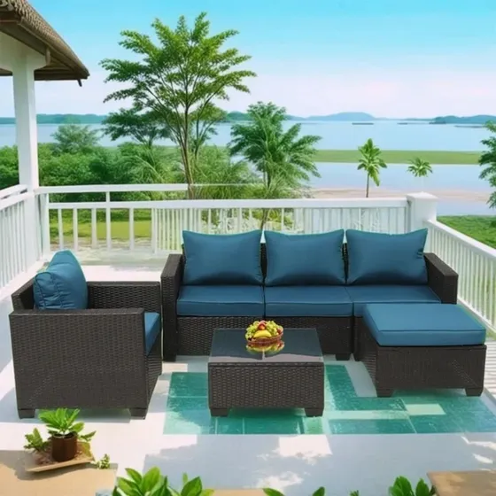 Juego De Jardin Sillon Con Chaise + Mesa Set Exterior Lcm