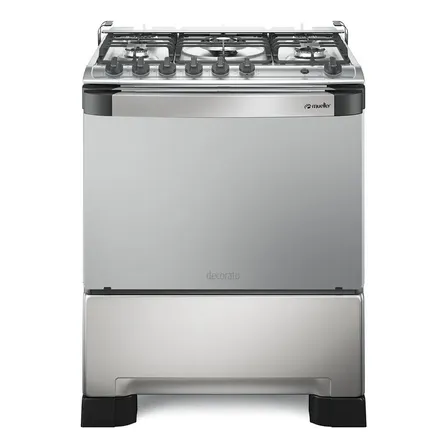 Fogão Mueller 5 Bocas Decorato Gourmet Inox Com Timer E Tripla Chama Cinza 127/220v