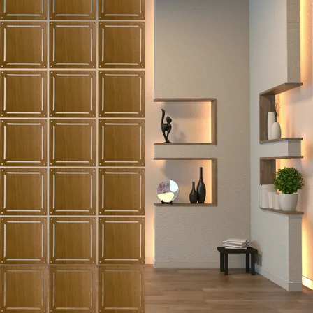 12 Un Divisória De Ambiente Fechada Moldura Placa Decorativa Divisória De Ambiente Sutil Fechada - Quadro Geométrico Cobogó Biombo Decorativa Textura Amadeirado Marrom
