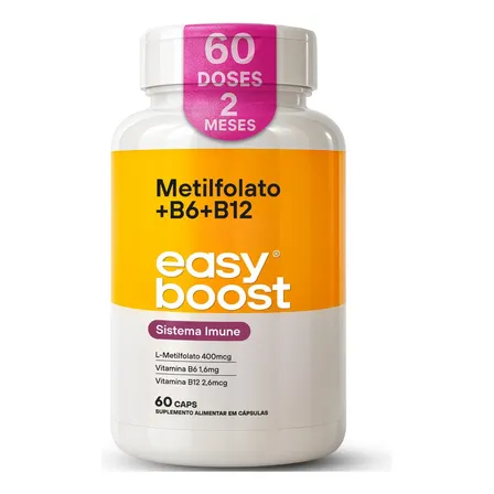L-Metilfolato De Cálcio + Vitamina B6 B12 Metilcobalamina Easy Boost, Ácido Fólico Vitami…