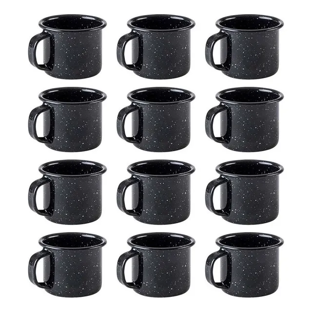 24 Tazas Mezcalera Peltre Negro Jaspeado 85 Ml Cinsa - 24 Pz