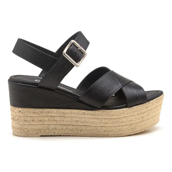 Sandalia Cuero Negro 6350 Mujer Gravagna