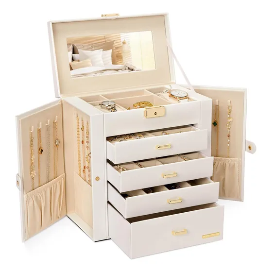 Caja De Joyas Con Espejo, Organizador De Relojes Y Collares
