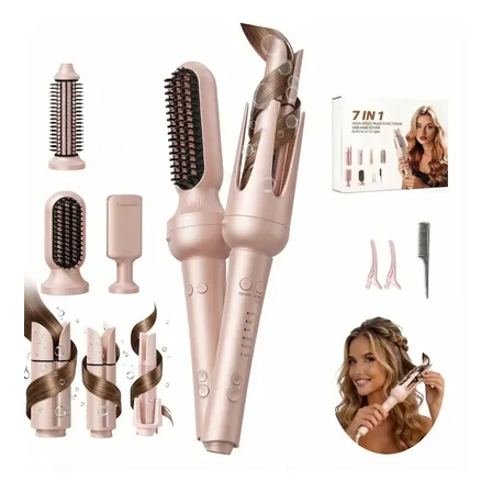 Rizadora De Cabello 7 En 1 Cerámica Intercambiable Eléctrica Plancha Alisadora Y Rizadora Automática Con Iones, Rizador… Rosa Pálido Rizadora De Cabello 7 En 1 Cerámica Intercambiable Eléctrica Plancha Alisadora Y Rizadora Automática Con Iones, Rizador… Rosa Pálido