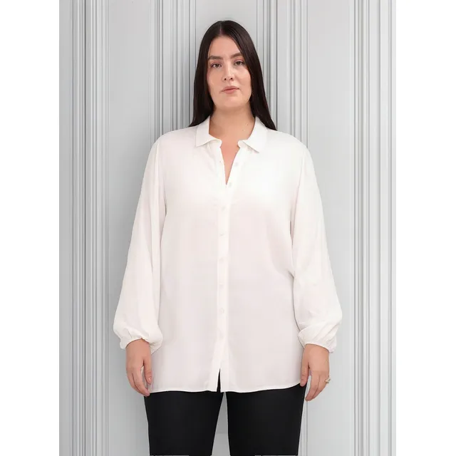Camisa Para Mujer Patprimo Color Blanco En Viscosa #1401
