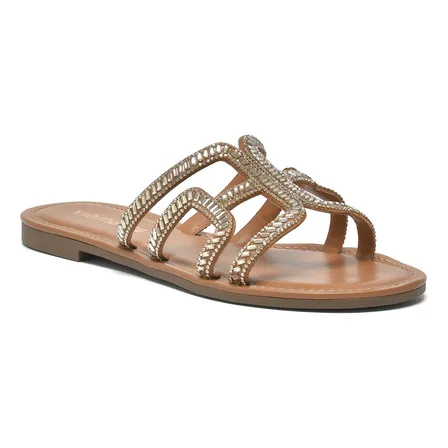 Sandália Feminina Via Marte Rasteira Brilho Verão 25