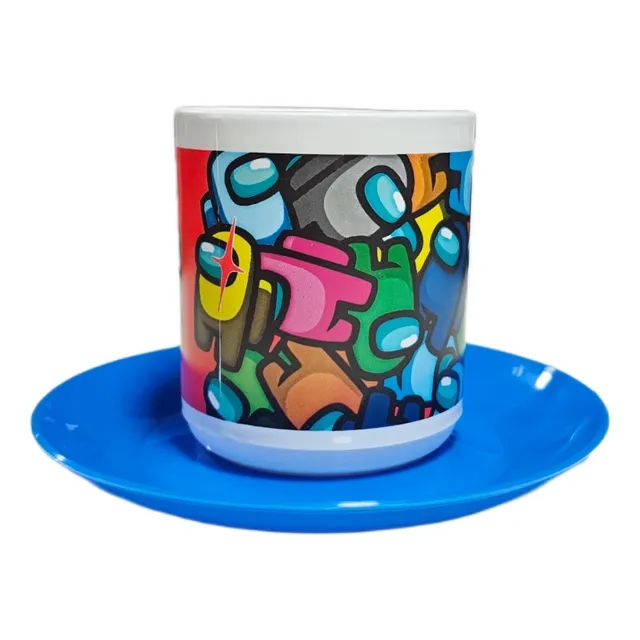 Set Taza Con Plato Personajes Infantiles Disney Marvel Peppa