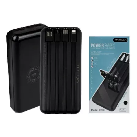 Power Bank Treqa20.000 Mah Carga Inalambrica 4 En 1