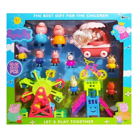 Peppa Pig Set Juguetes Muñecos Mama Cerdita Pepa Jardin Casa