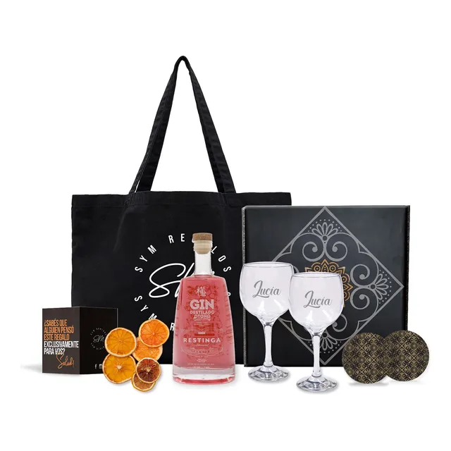 Kit Gin Restinga Otoño Box Con Dos Copas Personalizadas