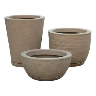 Kit 3 Vasos Polietileno Para Plantas Decorativo Cone Bacia Kit 3 Vasos Polietileno Para Plantas Decorativo Cone Bacia