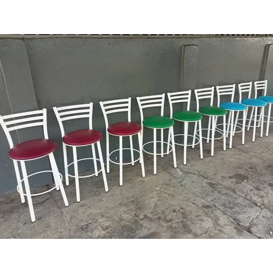 Silla De Barra Alta Fija Estructura Blanca 
