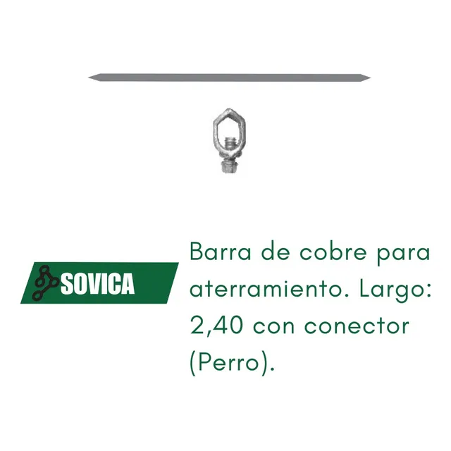 Barra De Cobre Para Aterramiento Largo: 2,40 Con Conector