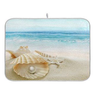 Tapete Absorbente Para Secado De Platos Con Concha De Playa Tapete Absorbente Para Secado De Platos Con Concha De Playa
