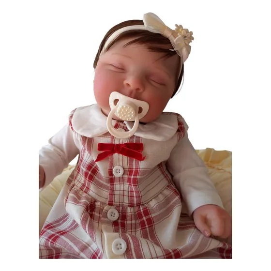 Boneca Reborn Olhos Fechados Menina Gordinha Mariana Pano Bb