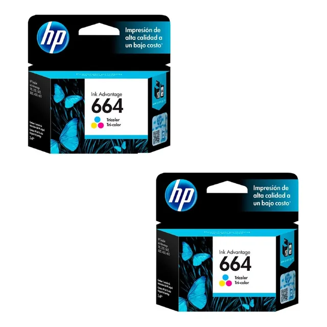 Kit De 2 Cartuchos De Tinta Original Hp 664 Tricolor F6v28al