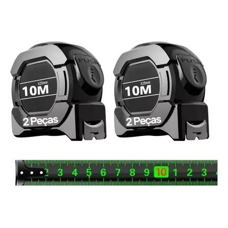 2pcs 10m Trena Profissional Fita Métrica Fluorescente Trava