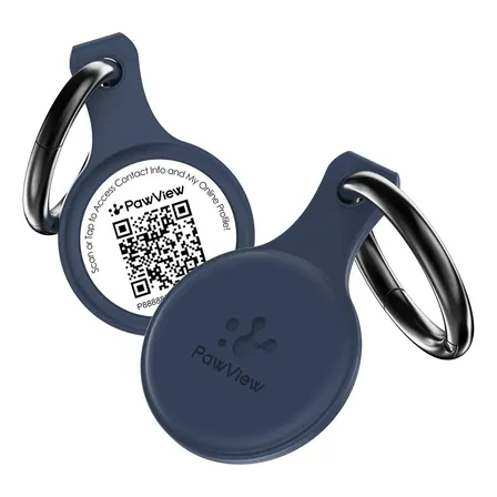 Pawview Plaquinha Pet Identificacao Rastreador Com Nfc Qrcode Digitalize O Código Qr Para Obter Um Alerta Localização Instantâneo, Contato Emergência E Perfil Modificável Do Animal Estimação Azul