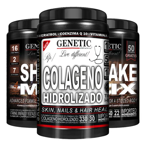 2 Ricos Batidos Dieta Colageno Hidrolizado 30 Servs Genetic