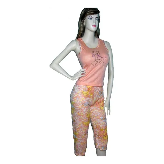 Pijama Ropa Dormir Íntima Dama Franelilla Estampada Pantalon