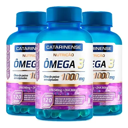 Foto de 3x Ômega 3 Original Catarinense Pharma 1000mg 120 Cápsulas Bld67678c