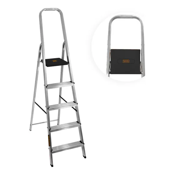 Escalera Black+decker 150k Aluminio 5 Escalones Cuot Fs