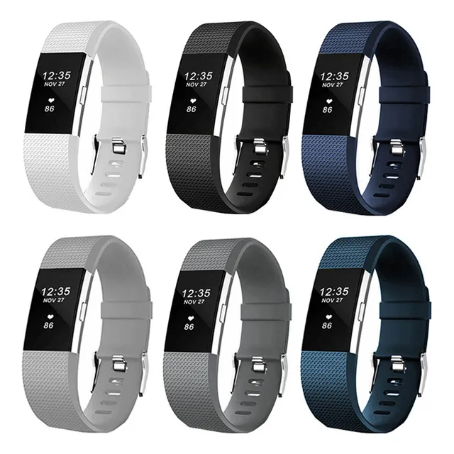 6pcs Para Fitbit Charge2 Reloj Correa Pulsera De Silicona
