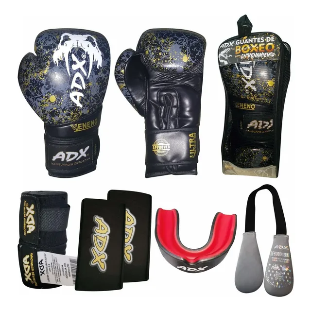 Kit Guantes Entrenamiento P/ Box Adx Mod. Veneno+accesorios