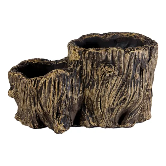 Macetas En Cerámica Simil Madera Mini Tronco Macetita Jardín