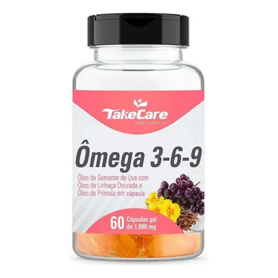 Ômega 3 6 9 ( Linhaça + Prímula + Uva) 1400mg 60cp Take Care