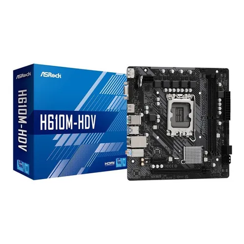 Placa madre Asrock H610m-HDV Chipset-610 Lga 1700 de 12ª y 13ª generación, color negro