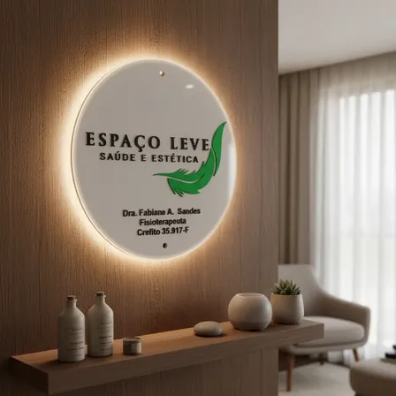 Placa Luminosa Acrilic Ingá Led Branco 60x60cm Redonda