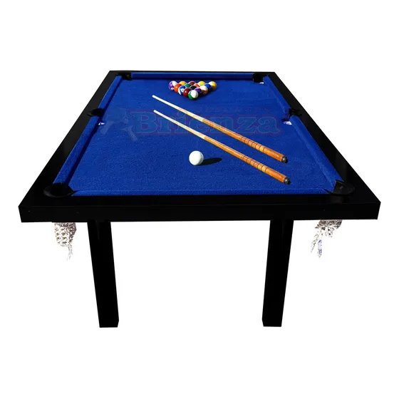 Mesa de Pool Deportes Brienza Semi profesional de 1.85m x 1.1m x 0.8m color negro, paño azul y redes color blanco