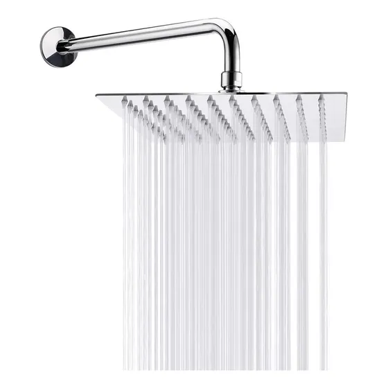 Regadera Cuadrada Lluvia Tubo 30cm Acero Inoxidable Bazaru