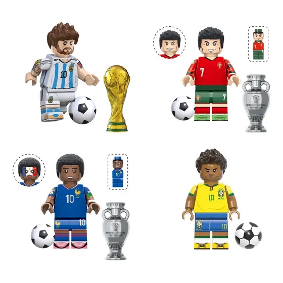 4 Figuras Muñecos Fútbol Messi Cristiano Mbappé Neymar