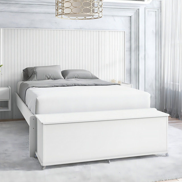 Recamier Baú Ripado Sapateira Casa D Mdf/mdp Blanco Recamier Baú Ripado Sapateira Casa D Mdf/mdp Blanco