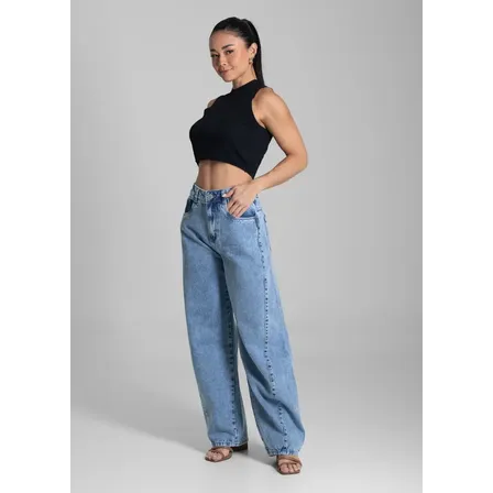 Calca Jeans Sawary Barrel_281807 Índigo Liso 38