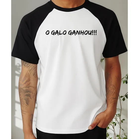 Camiseta Raglan O Galo Ganhou!!! Camisa