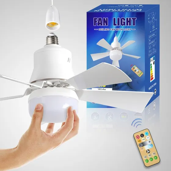 BYLIFITY Ventilador de techo con luz LED turquesa 30W con mando a distancia 16.5"