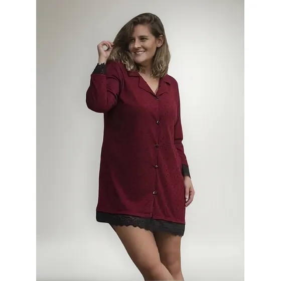 Camisola Abotonada Pijama Mora Invierno Talles Grandes Z397