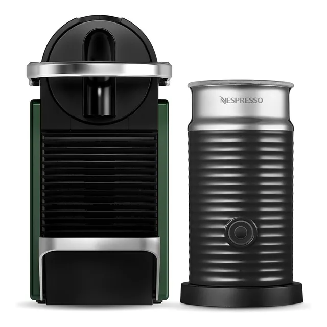 Cafetera Nespresso Pixie Green + Aeroccino + Café De Color Verde