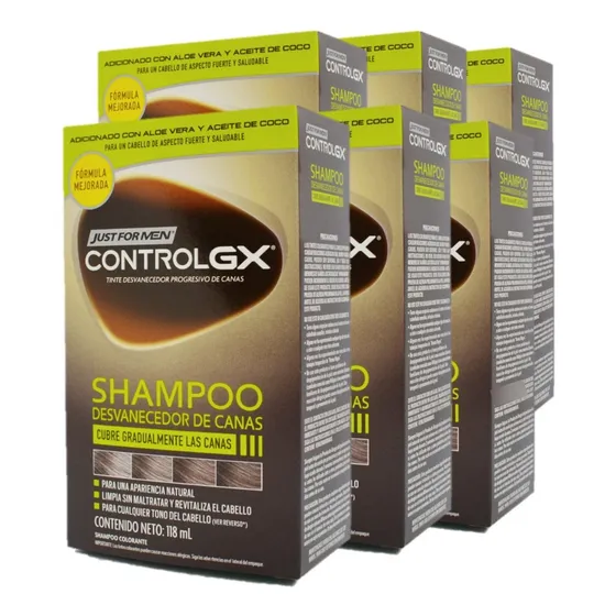 Pack X 6 Shampoo Just For Men Control Gx Progesivo De Canas