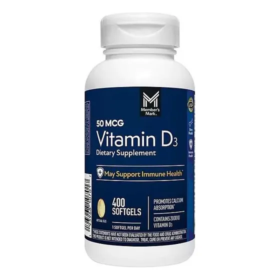 Vitamina D3 2000 Iu 400 Capsulas Blandas Members Mark