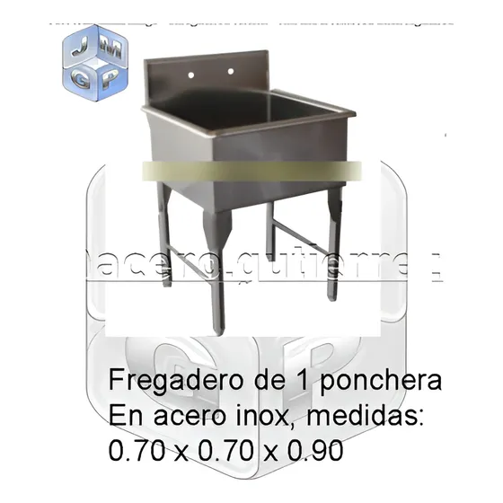 Fregadero Acero Inoxidable De 1 Ponchera Sin Escurridero430