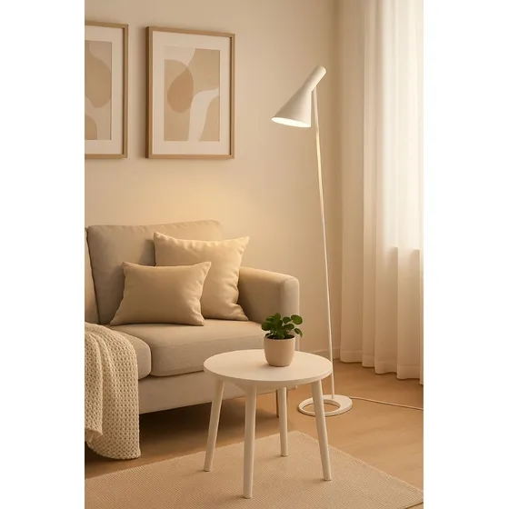 Lampara De Pie Brescia Luminaria Living Dormitorio Lcm Estructura Blanco